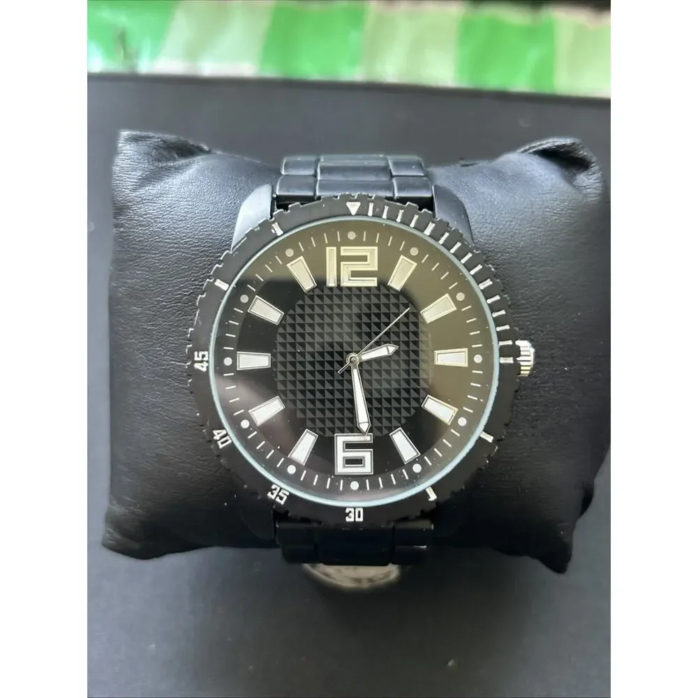 Accutime Black Dial And Band Men’s Quartz Watch